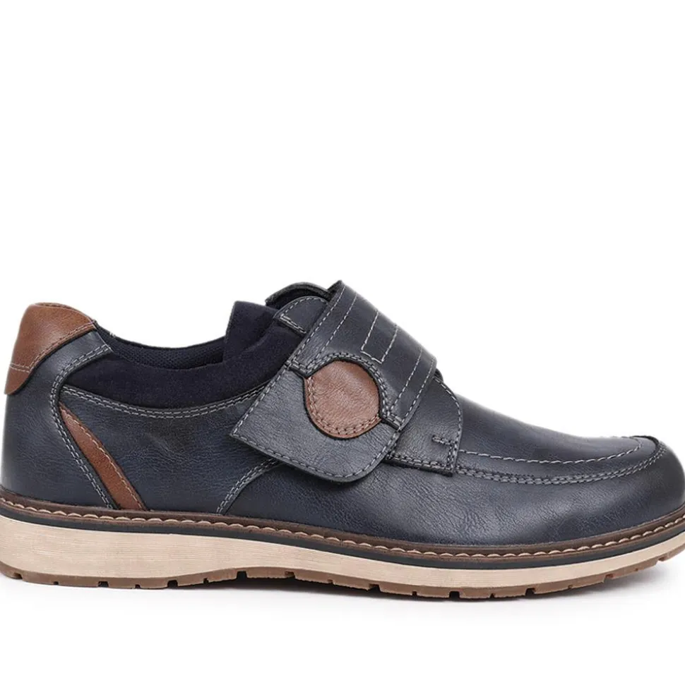 Wide Fit Touch-Fasten Trainers - Navy