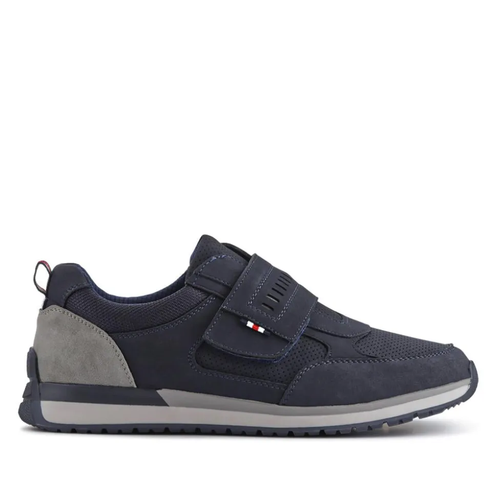 Wide Fit Touch Fasten Trainers - Navy