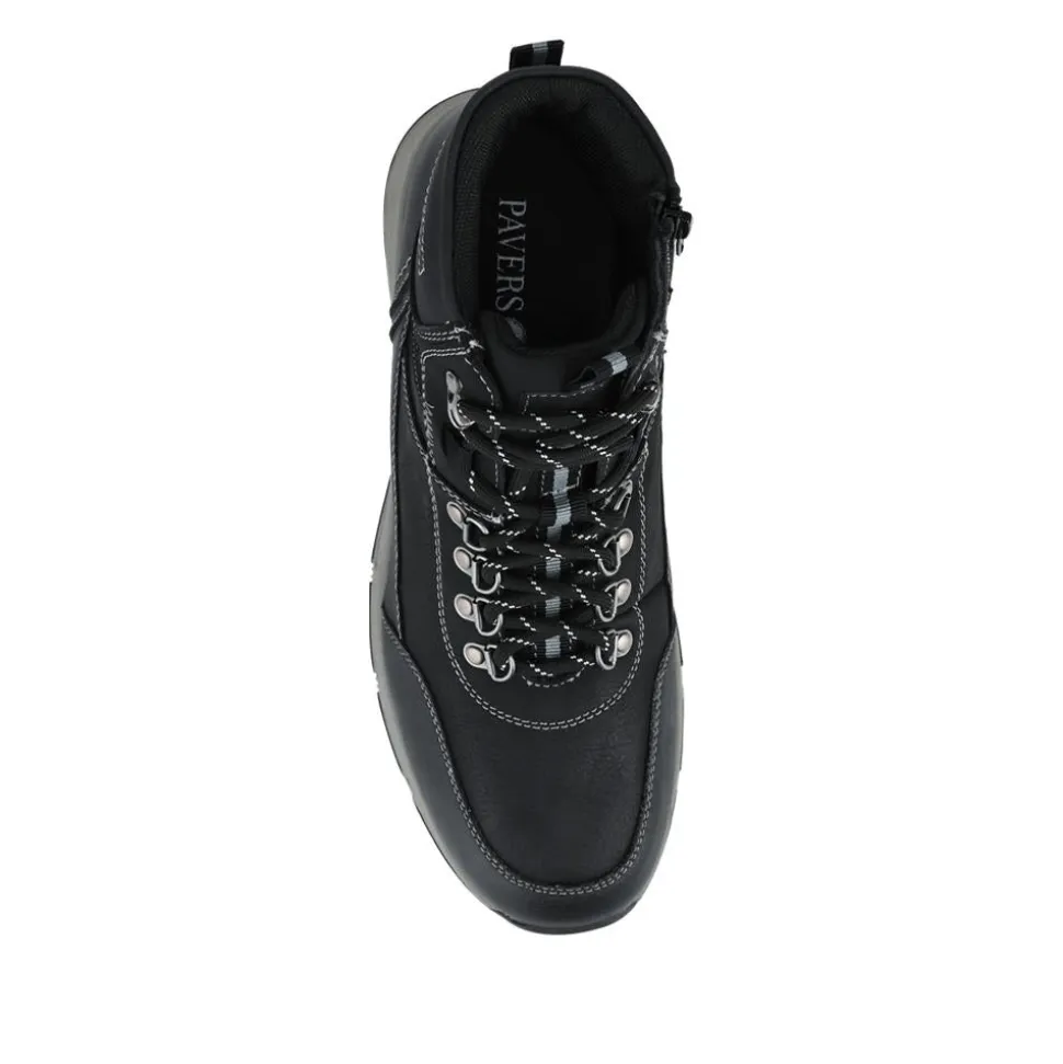Wide Fit Walking Boots With Bungee Laces - Black