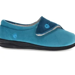 Wide Fit Warm Antibacterial Slippers - Blue Teal