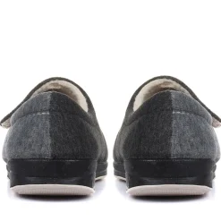 Wide Fit Warm Antibacterial Slippers - Grey