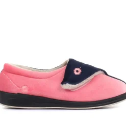 Wide Fit Warm Antibacterial Slippers - Pink Multi