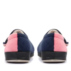 Wide Fit Warm Antibacterial Slippers - Pink Multi