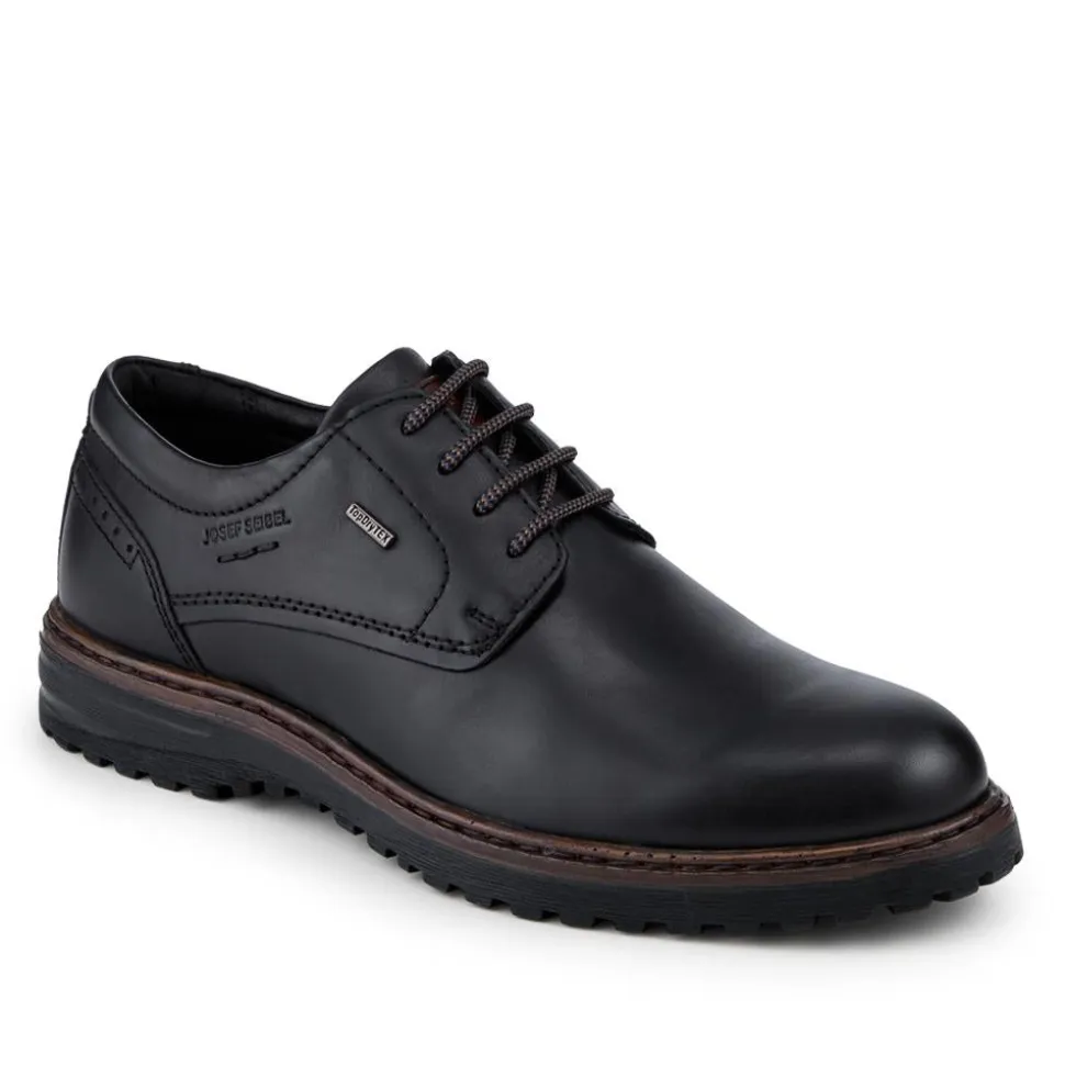 Wide-Fit Water-Resistant Leather Shoes - Black