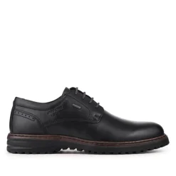 Wide-Fit Water-Resistant Leather Shoes - Black
