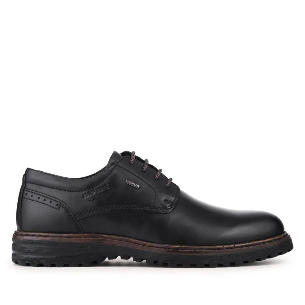 Wide-Fit Water-Resistant Leather Shoes - Black