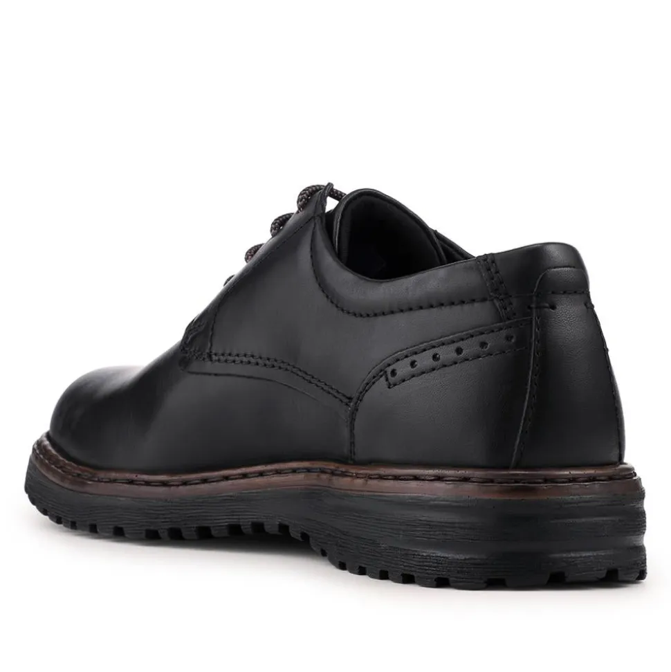 Wide-Fit Water-Resistant Leather Shoes - Black