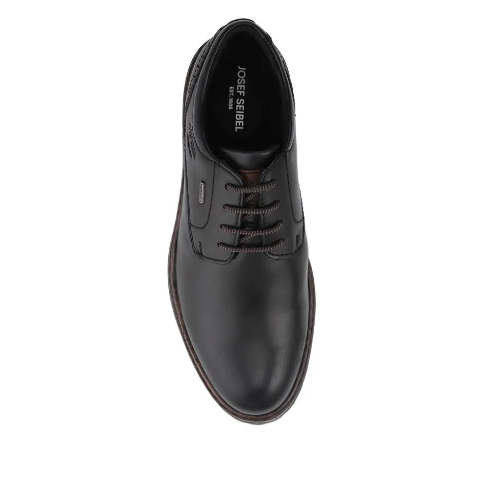 Wide-Fit Water-Resistant Leather Shoes - Black