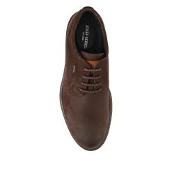 Wide-Fit Water-Resistant Leather Shoes - Dark Brown