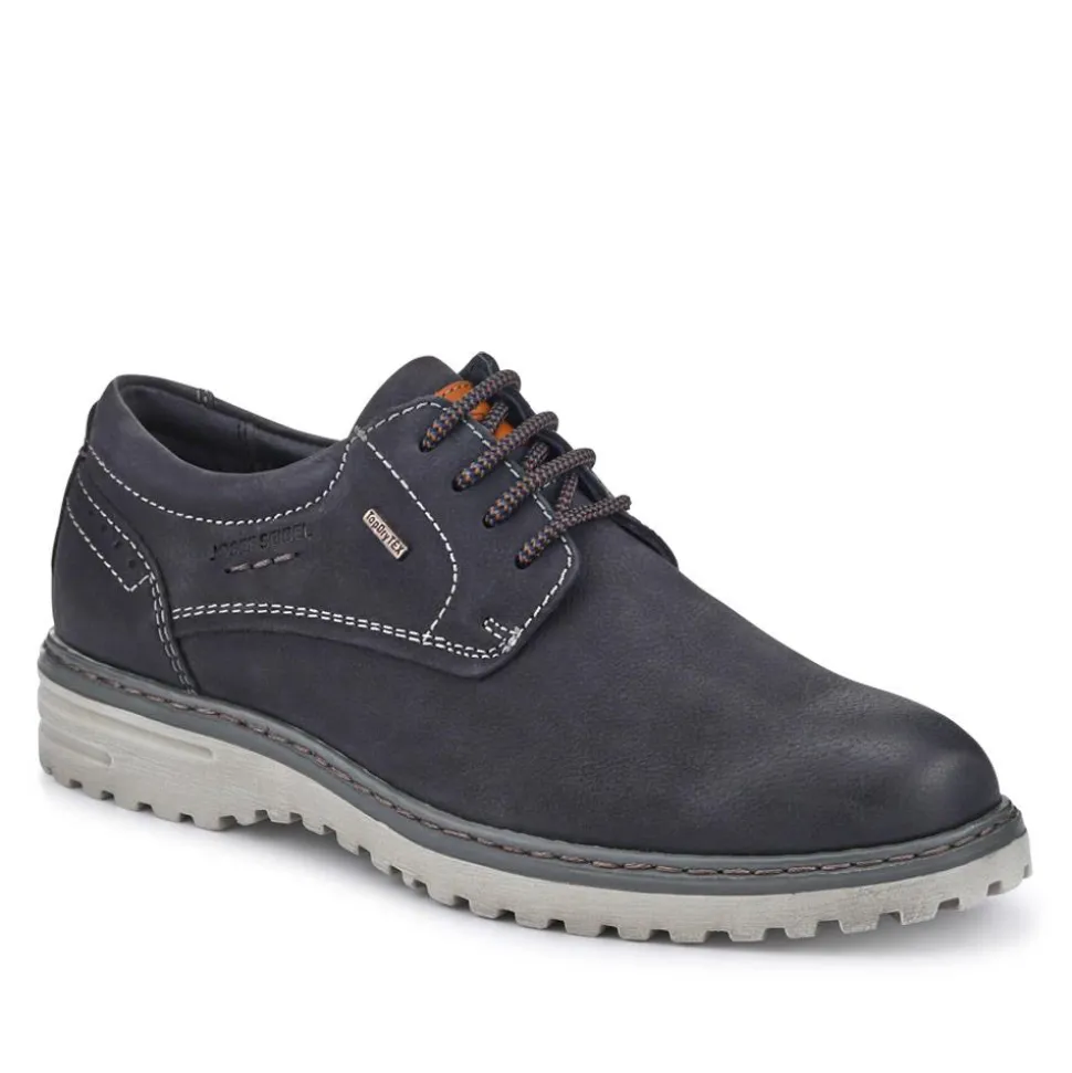 Wide-Fit Water-Resistant Leather Shoes - Navy