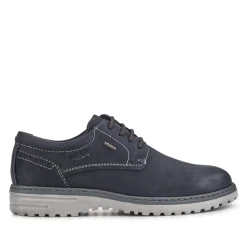 Wide-Fit Water-Resistant Leather Shoes - Navy