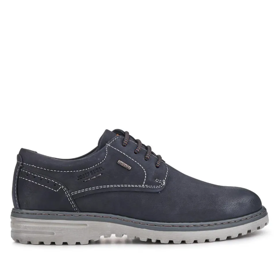 Wide-Fit Water-Resistant Leather Shoes - Navy