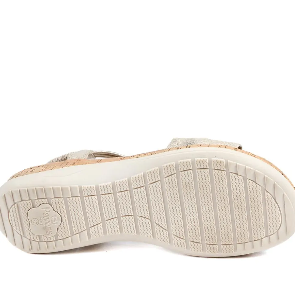 Wide Fit Wedge Heel Elasticated Sandals - Soft Gold