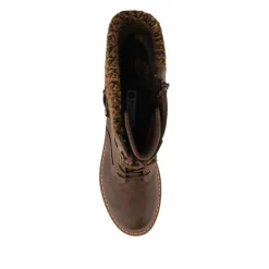 Wide Fit/Wide Calf Boots With Knitted Cuff - Brown