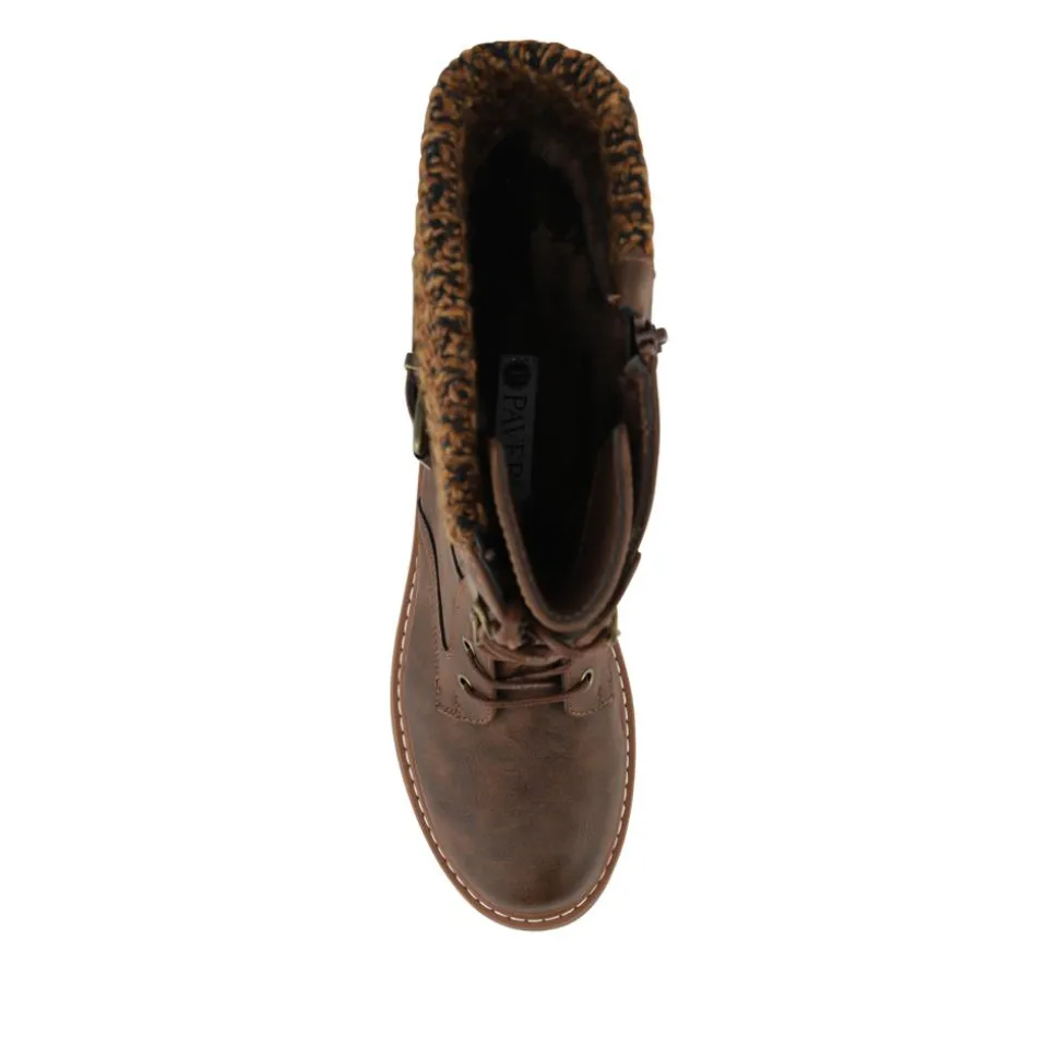 Wide Fit/Wide Calf Boots With Knitted Cuff - Brown