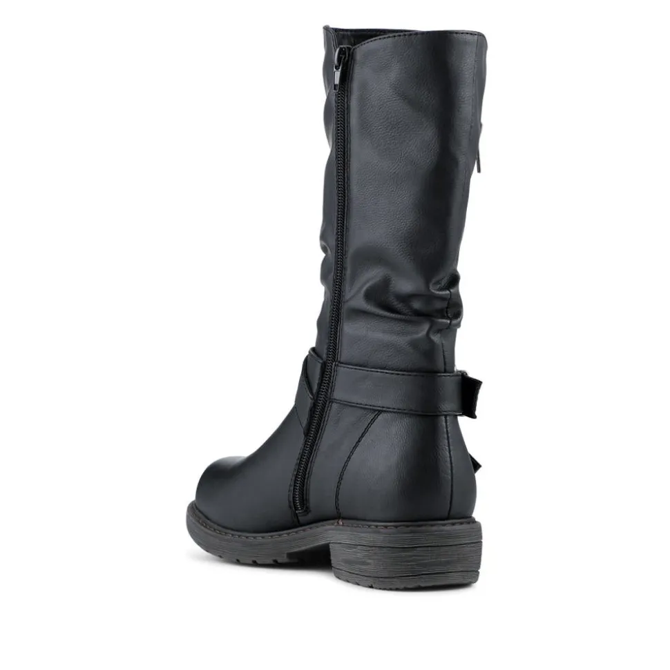 Wide Fit Zip Fasten Slouch Boots - Black