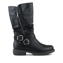 Wide Fit Zip Fasten Slouch Boots - Black