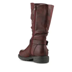 Wide Fit Zip Fasten Slouch Boots - Burgundy