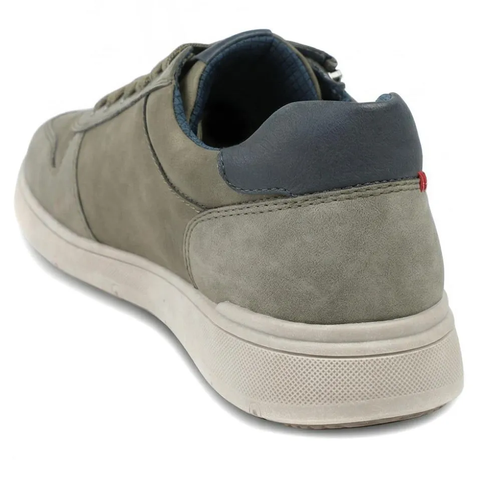 Wide Fit Zip & Lace Casual Trainers - Khaki