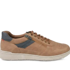 Wide Fit Zip & Lace Casual Trainers - Tan