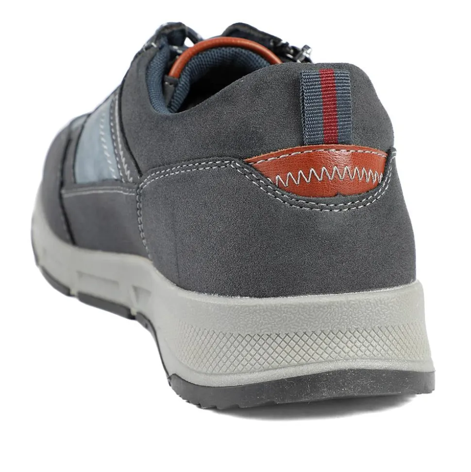 Wide Fit Zip & Lace Fasten Casual Trainers - Navy