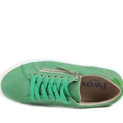 Wide Fit Zip & Lace Platform Trainers - Green