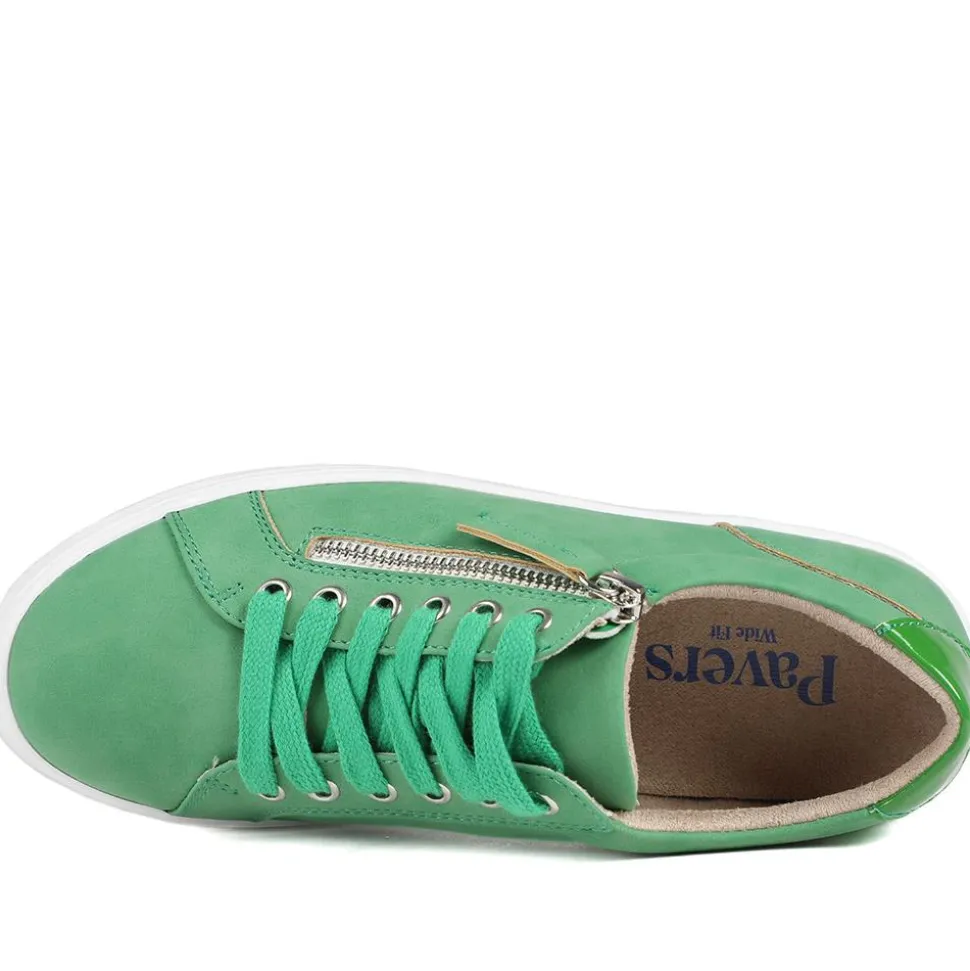 Wide Fit Zip & Lace Platform Trainers - Green