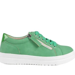 Wide Fit Zip & Lace Platform Trainers - Green