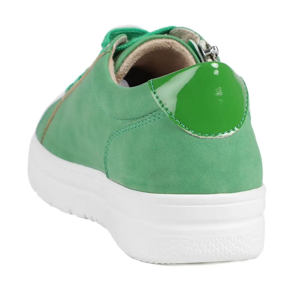 Wide Fit Zip & Lace Platform Trainers - Green