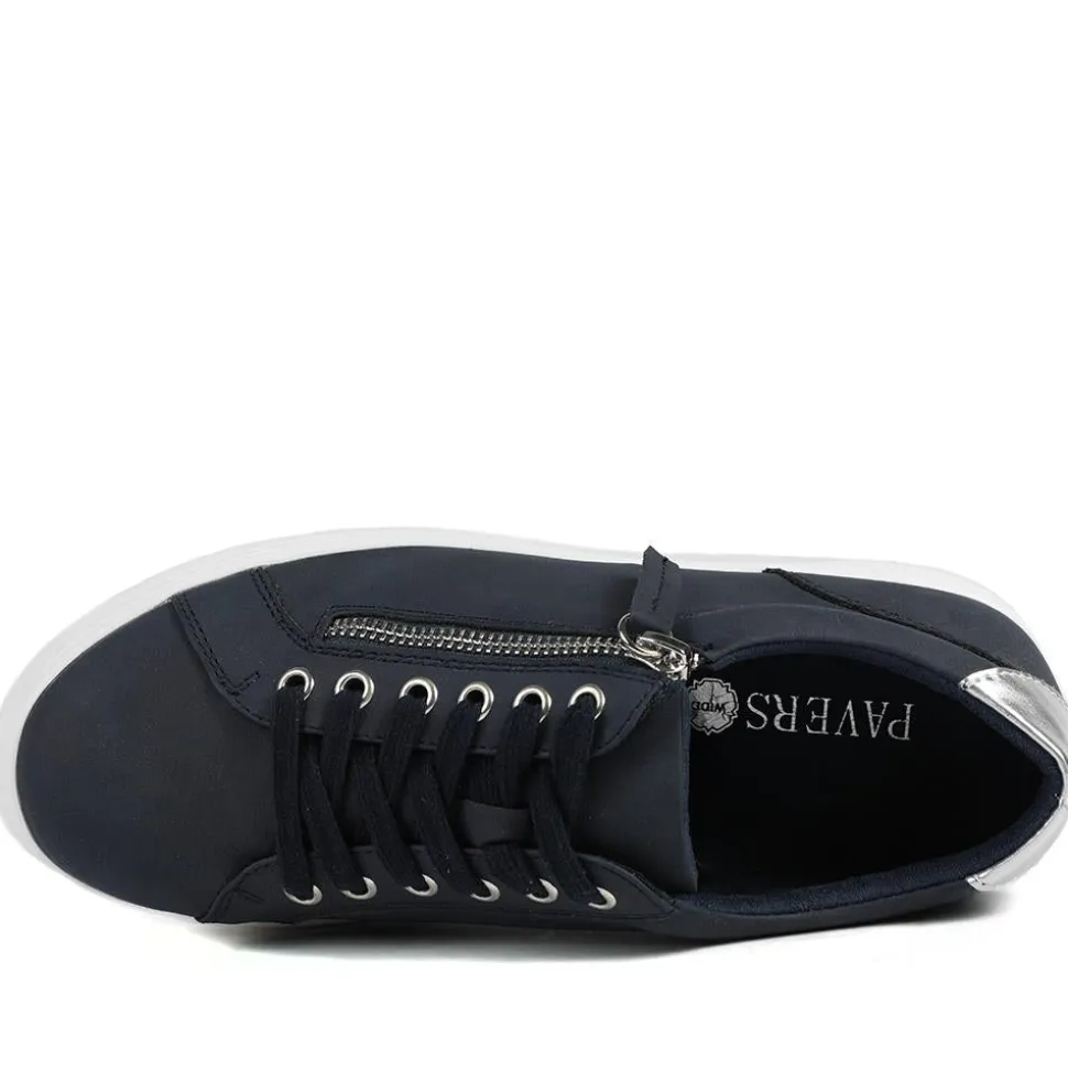 Wide Fit Zip & Lace Platform Trainers - Navy