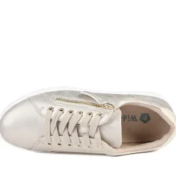 Wide Fit Zip & Lace Platform Trainers - Soft Gold