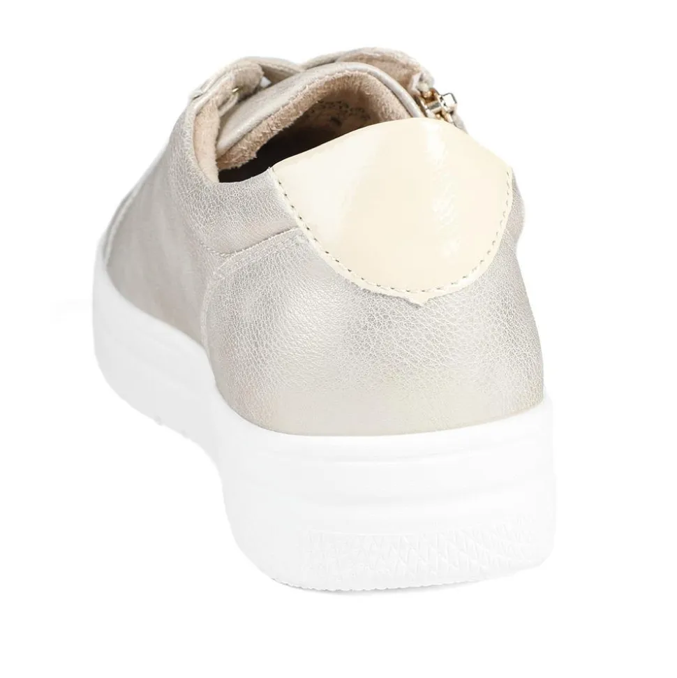 Wide Fit Zip & Lace Platform Trainers - Soft Gold