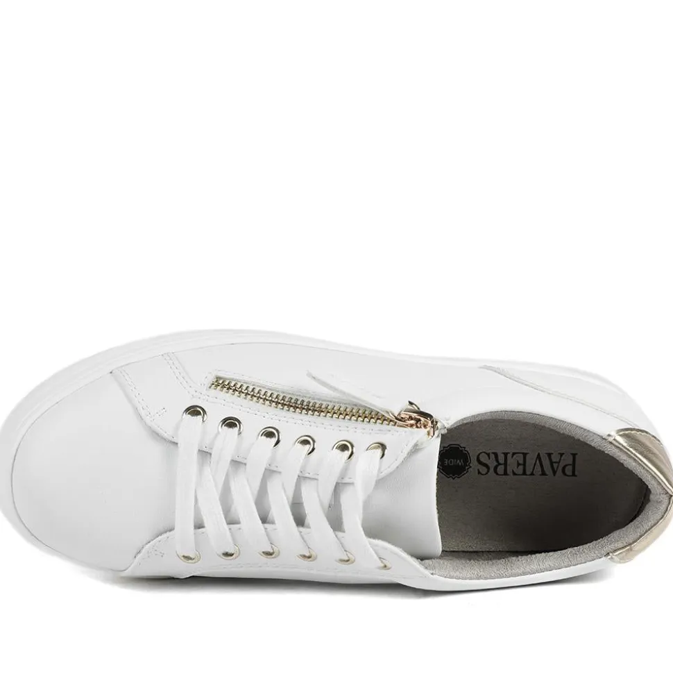 Wide Fit Zip & Lace Platform Trainers - White