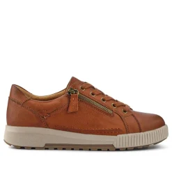 Wide Fit Zip & Lace Trainers - Brown