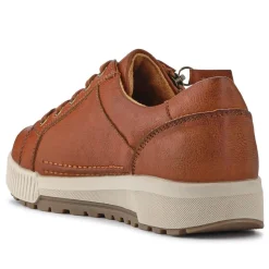 Wide Fit Zip & Lace Trainers - Brown