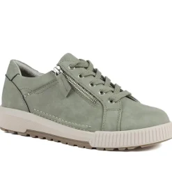 Wide Fit Zip & Lace Trainers - Sage