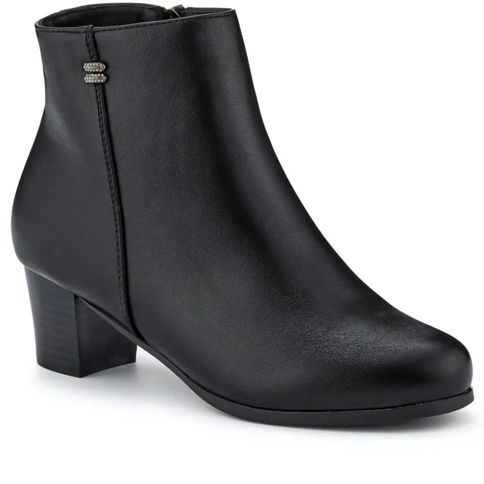 Wide Fit Zip Up Ankle Boots - Black