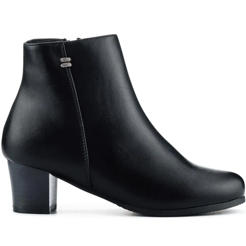 Wide Fit Zip Up Ankle Boots - Black