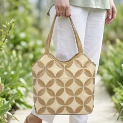 Woven Daily Shoulder Bag - Beige Multi
