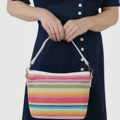 Woven Shoulder Bag - White Multi