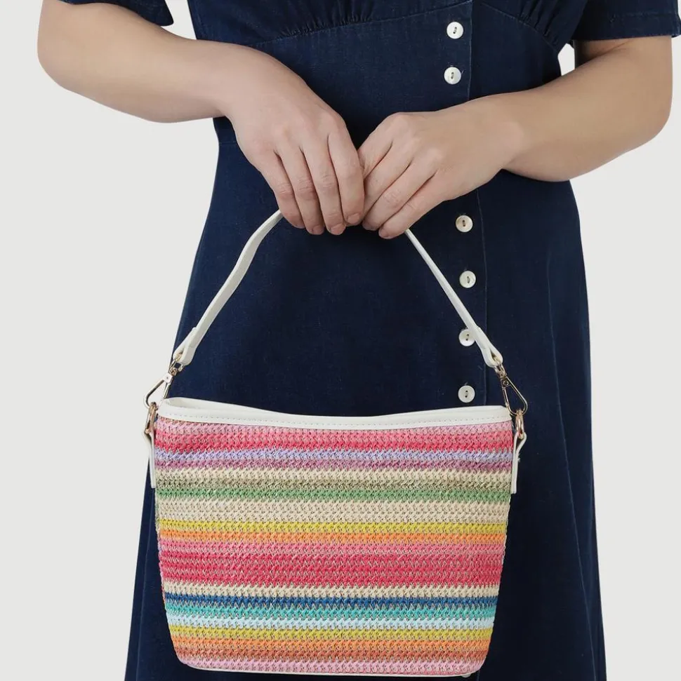 Woven Shoulder Bag - White Multi