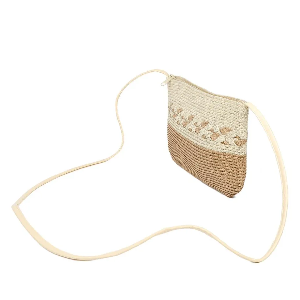 Woven Straw Crossbody Bag - Natural Multi
