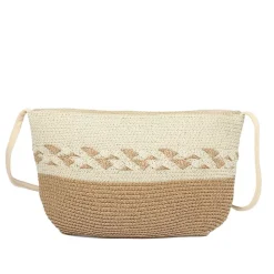 Woven Straw Crossbody Bag - Natural Multi