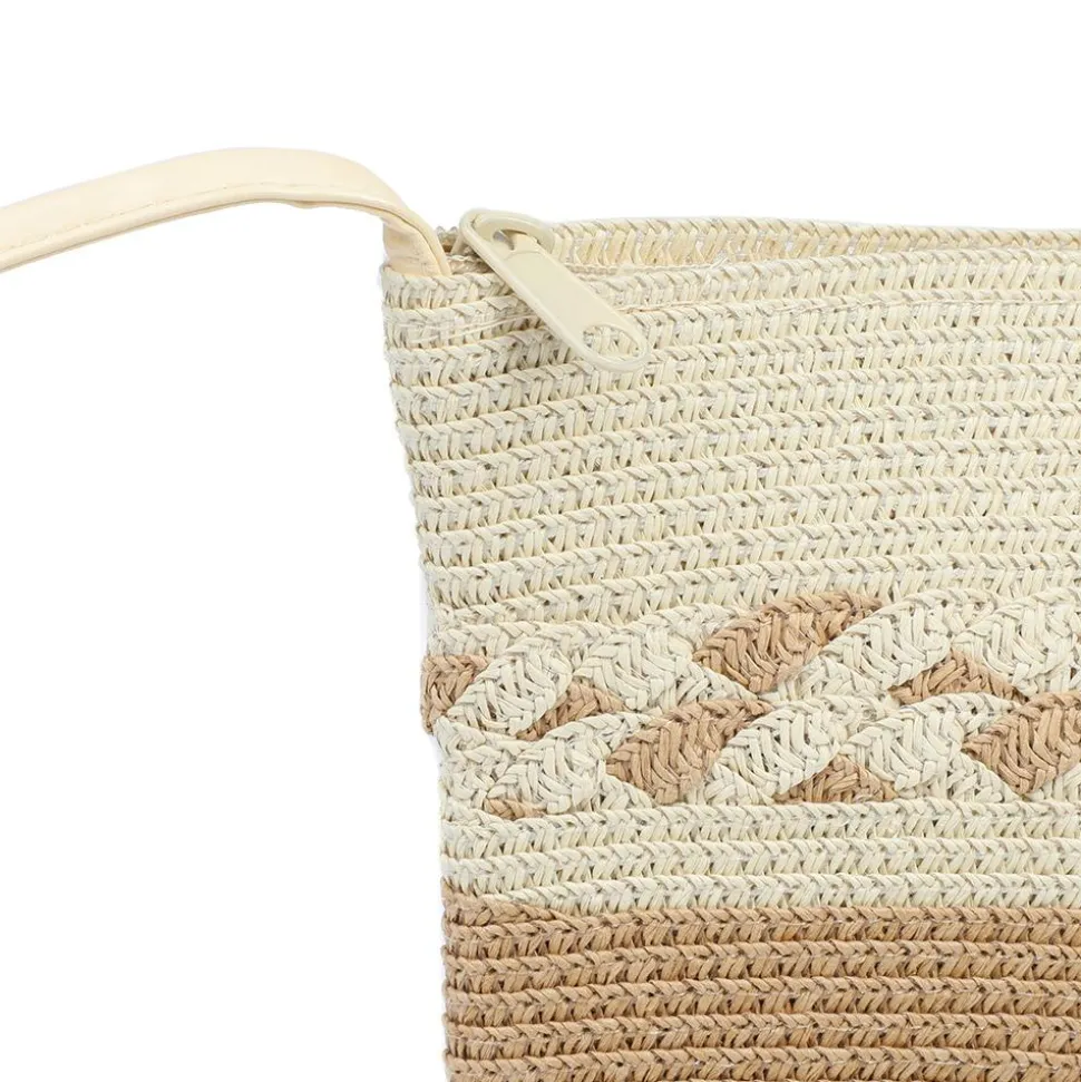 Woven Straw Crossbody Bag - Natural Multi