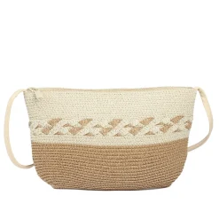 Woven Straw Crossbody Bag - Natural Multi