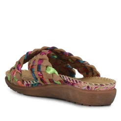 Woven Upper Mule Sandals - Tan Multi