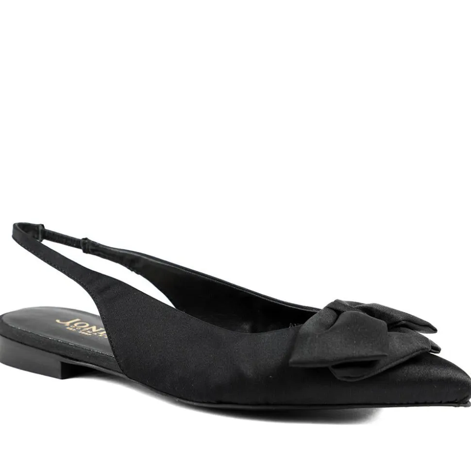 Xenova Leather Slingback Court Shoes - Black Satin