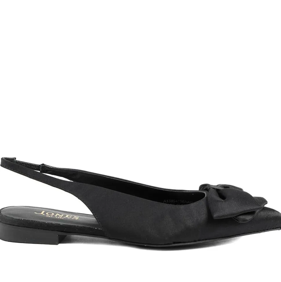 Xenova Leather Slingback Court Shoes - Black Satin