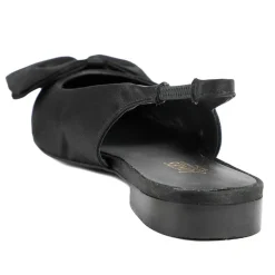 Xenova Leather Slingback Court Shoes - Black Satin