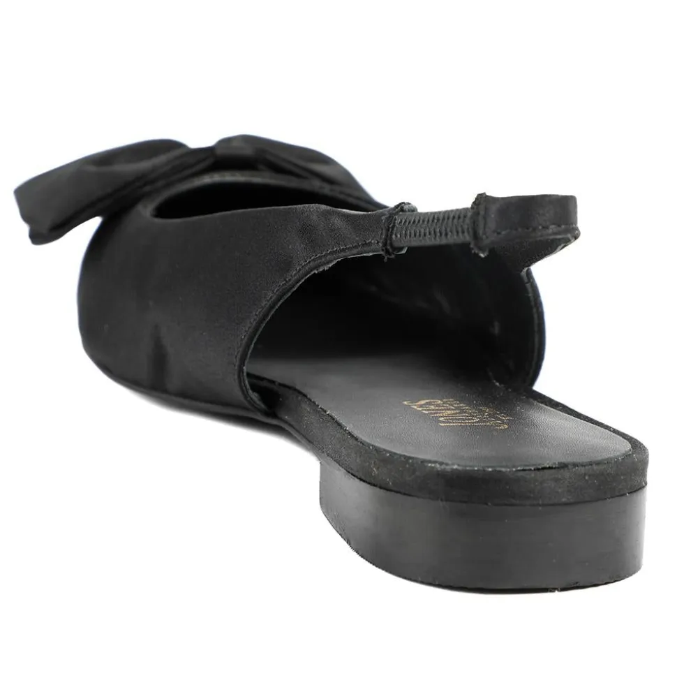 Xenova Leather Slingback Court Shoes - Black Satin